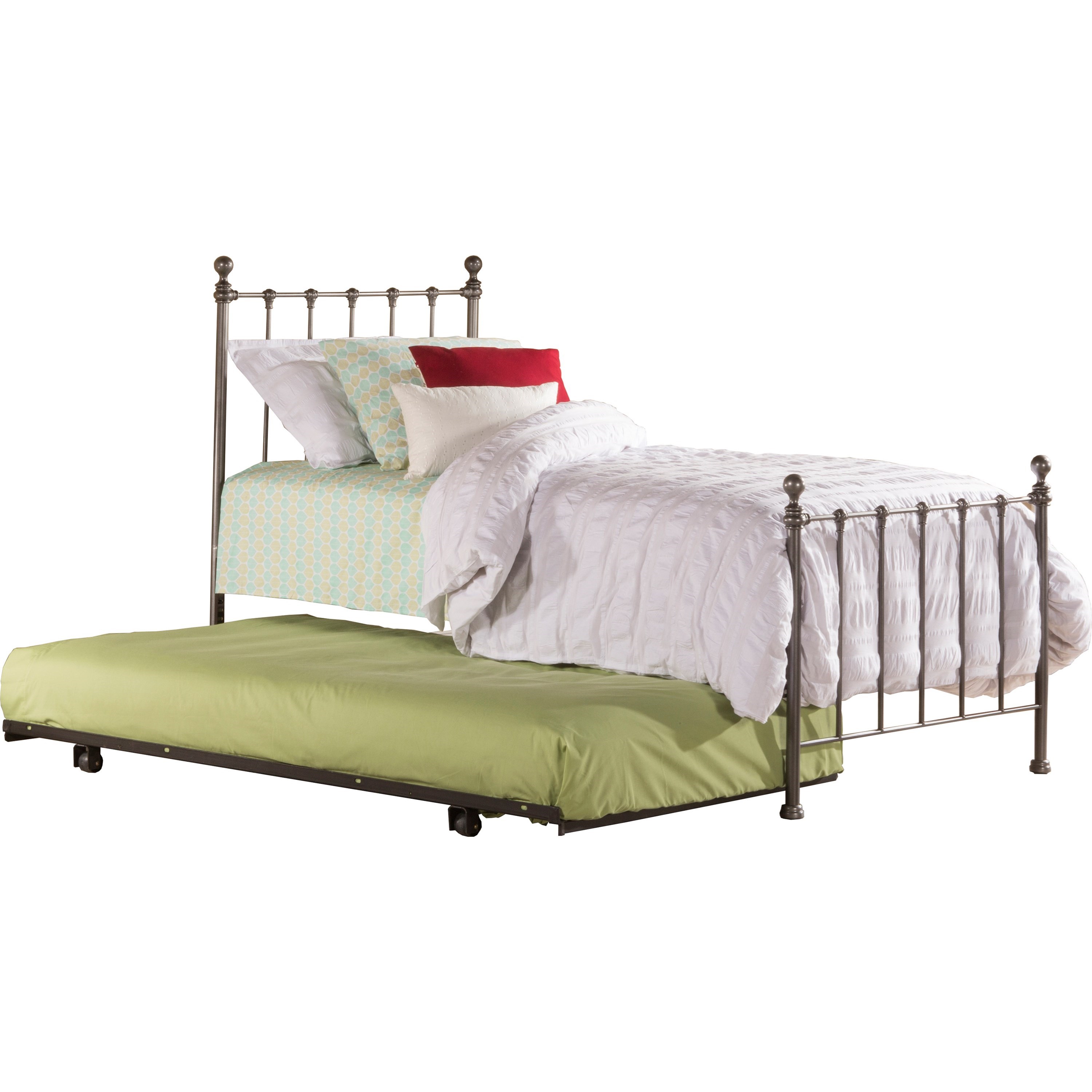 Hillsdale Metal Beds Twin Bed Set with Suspension Deck and Rollout